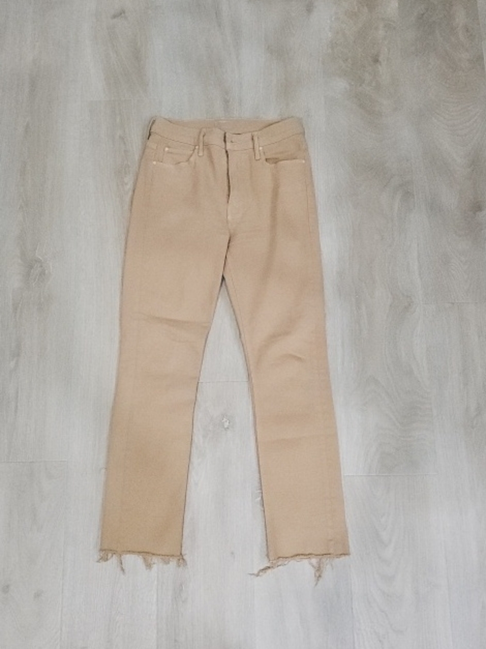 MOTHER Straight Leg Jeans in Beige Tan